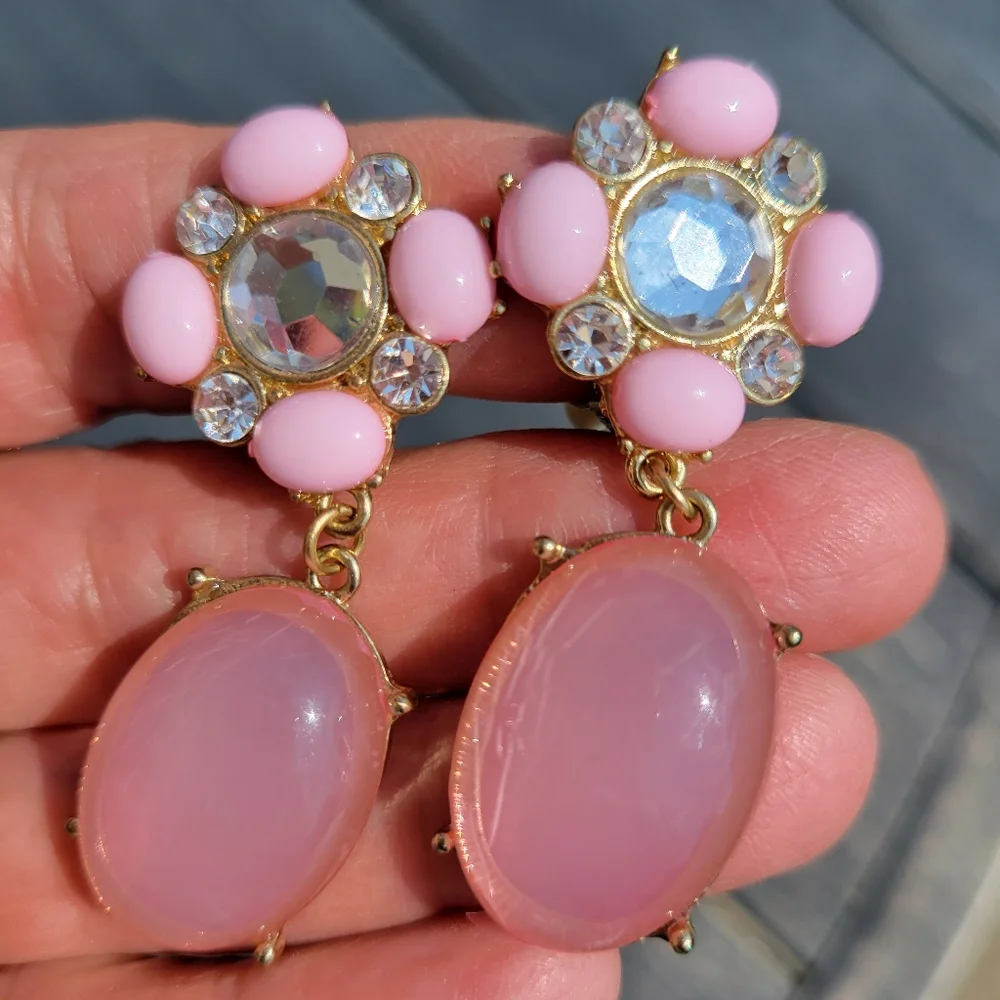 Contemporary Clip-On Earrings ~ 4pr ~ Rhinestones ~ Craft ~ Re-purpose ~ Upcycle